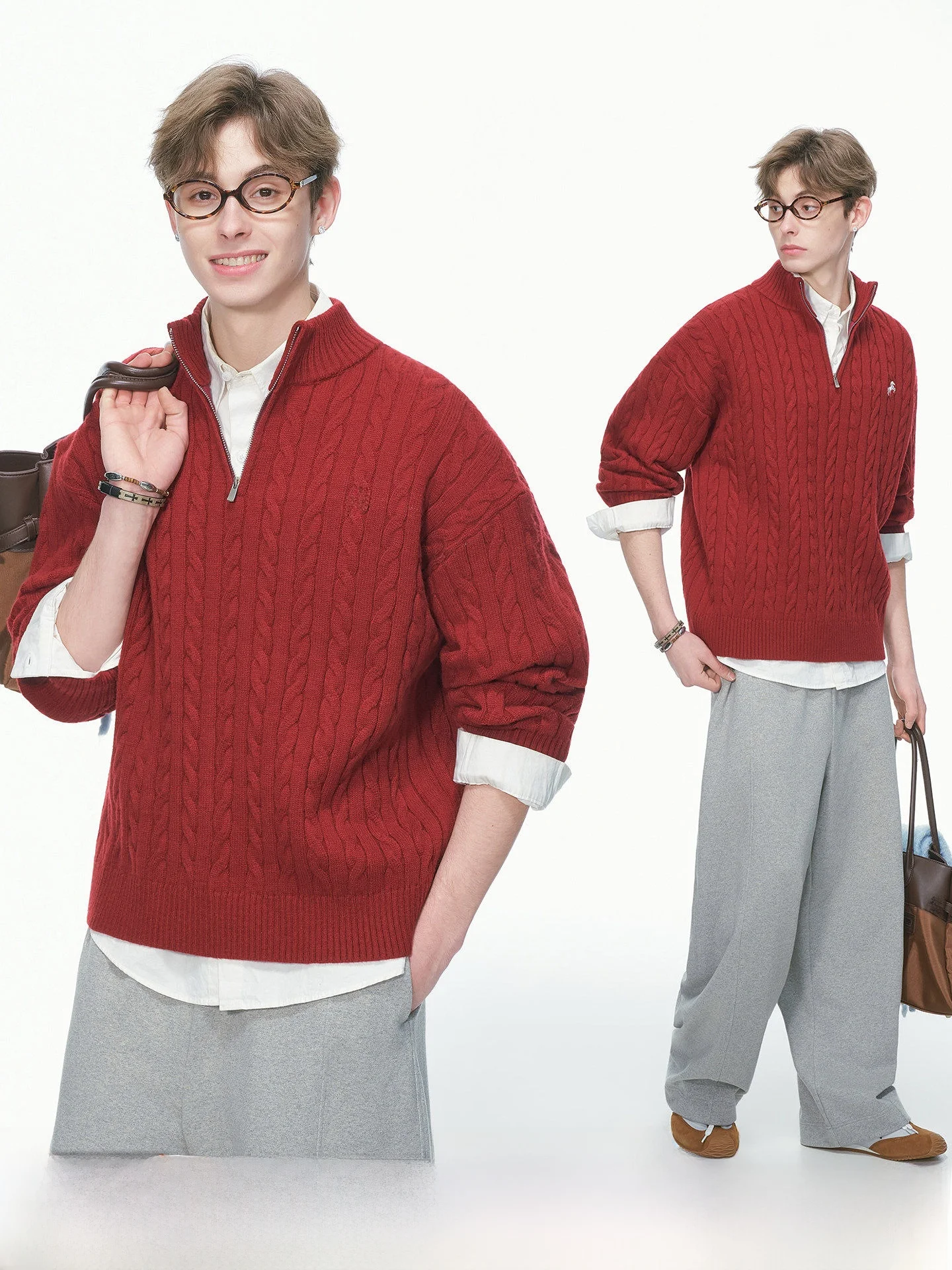 

Red Thickened Winter Knitwear Sweater for Men And Women 2026 New Year Special Year Couple Inner Wear Casual Comfortable