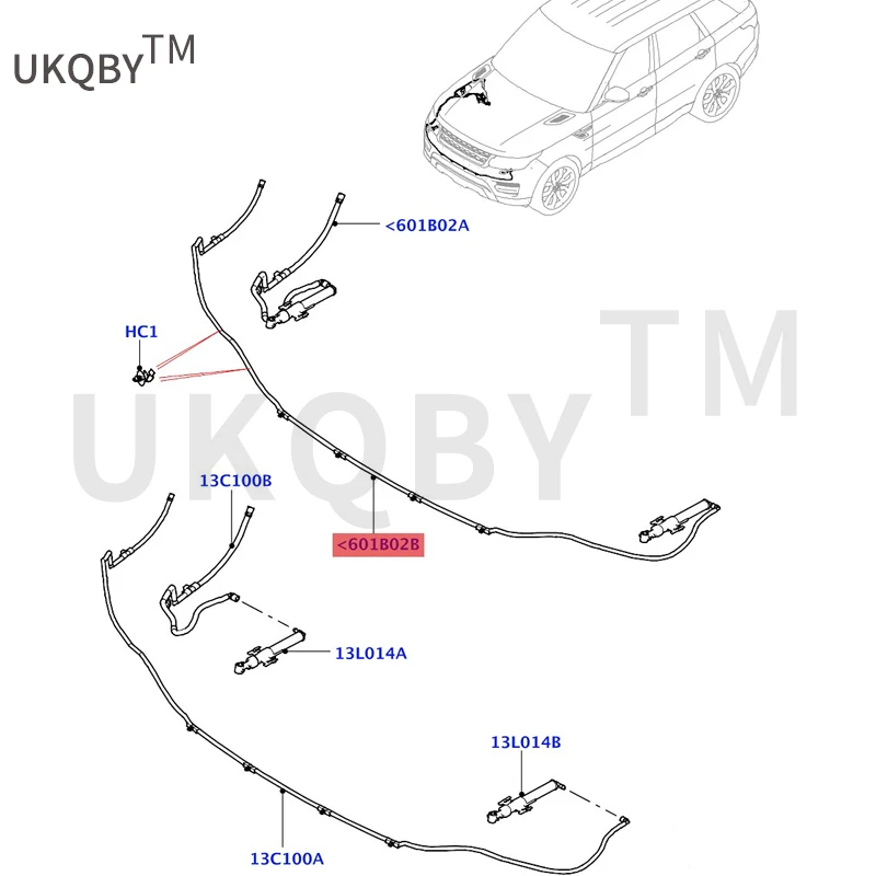 Suitable for Ne wR an ge Ro ve rA dm in is tr at ion J Headlight spray gun Kit - Hoses and washer nozzles