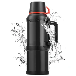 ESWEEY 4L Large Coffee Thermoses for Travel - Insulated Water Jug Classic Vacuum Bottle with Handle and Strap - Stainless Steel