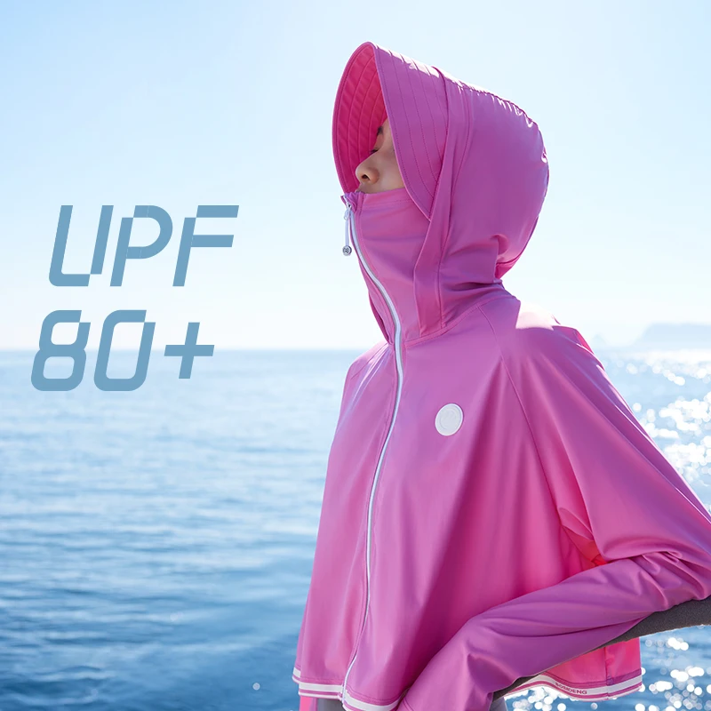 

Bosideng летняя мода с защитой от ультрафиолета UPF80 + крутая светоотражающая холодная шелковая крутая дышащая солнцезащитная одежда с капюшоном женская