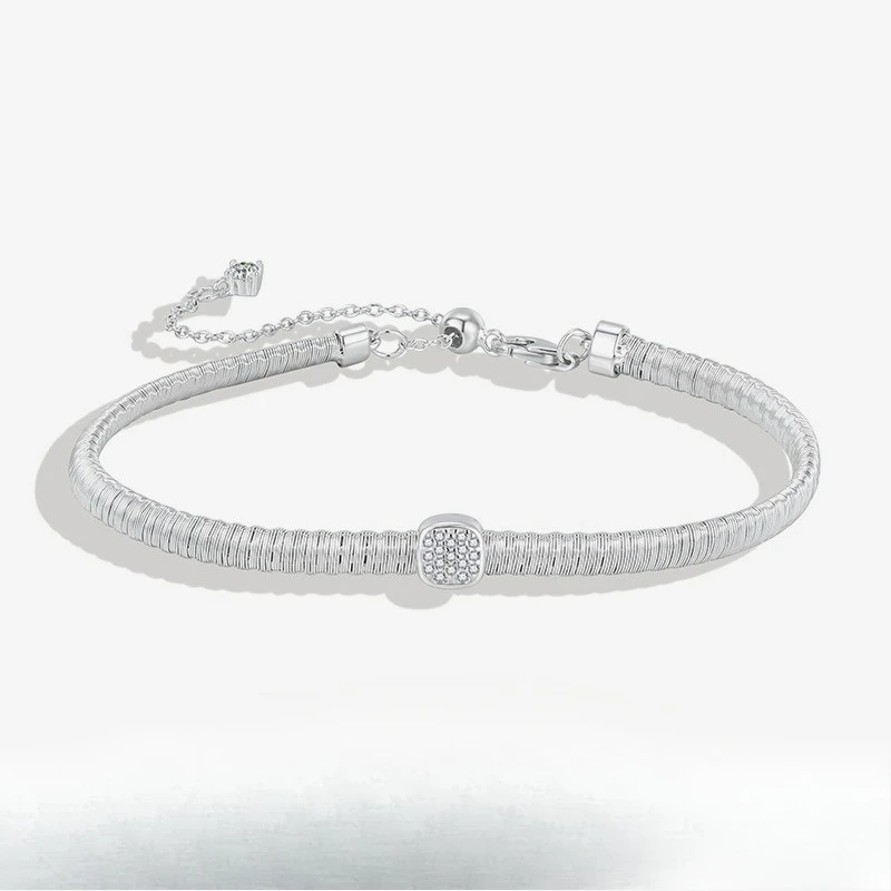 

New S925 Silver Snake Bone Square Bracelet Women's Hand Decoration Gold Hyun Line Square Bracelet Wedding Jewelry
