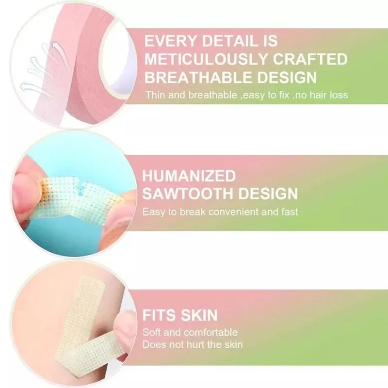 5개입 부드러운 의료용 통기성 접착 테이프 커터 인조 속눈썹 연장 테이프용