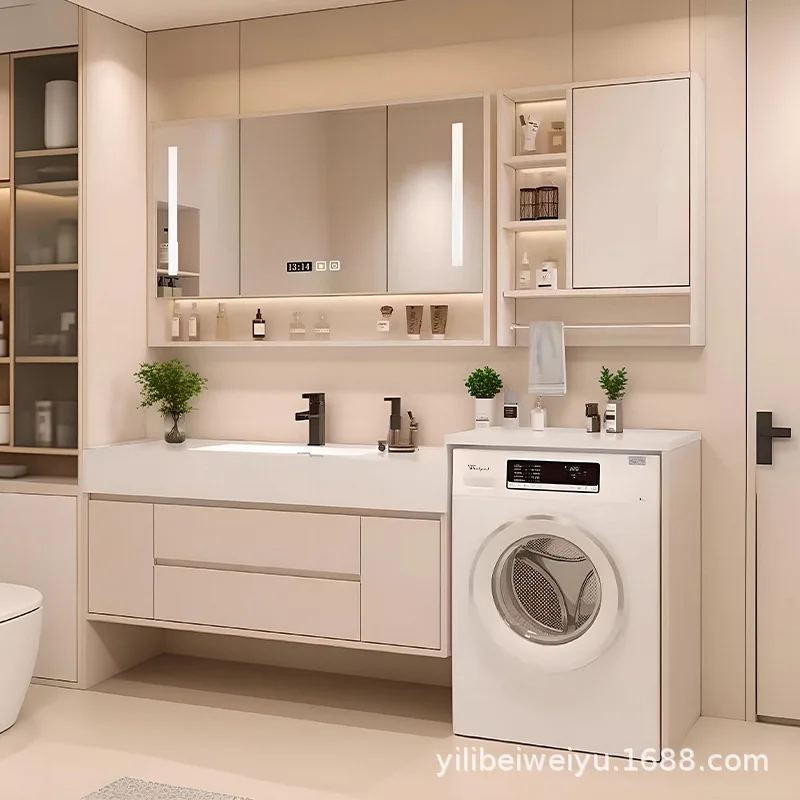 

Laundry and washing integrated cabinet, bathroom, rock slab washbasin, washbasin cabinet combined washbasin, smart mirror cabine
