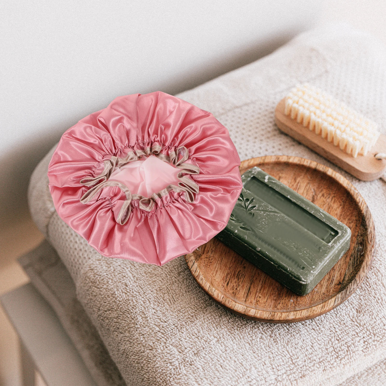 

3Pcs Double Layer Waterproof Shower Caps Oilproof Reusable Hair Protection for Women Long Extensions Reusable Shower Caps