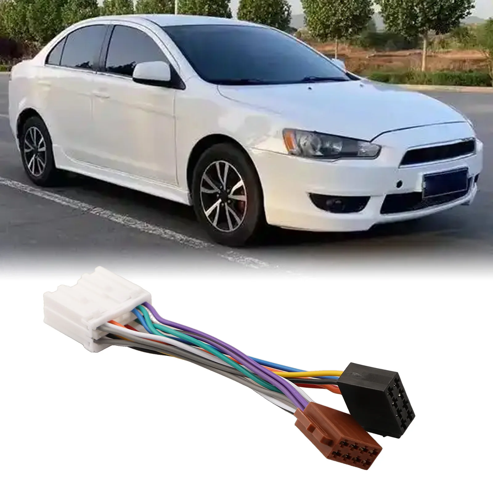 Car Radio Wiring Harness Adapter for Mitsubishi to For ISO Female Connector 16Pin Interface Compatible with 12V Models 1995 2006