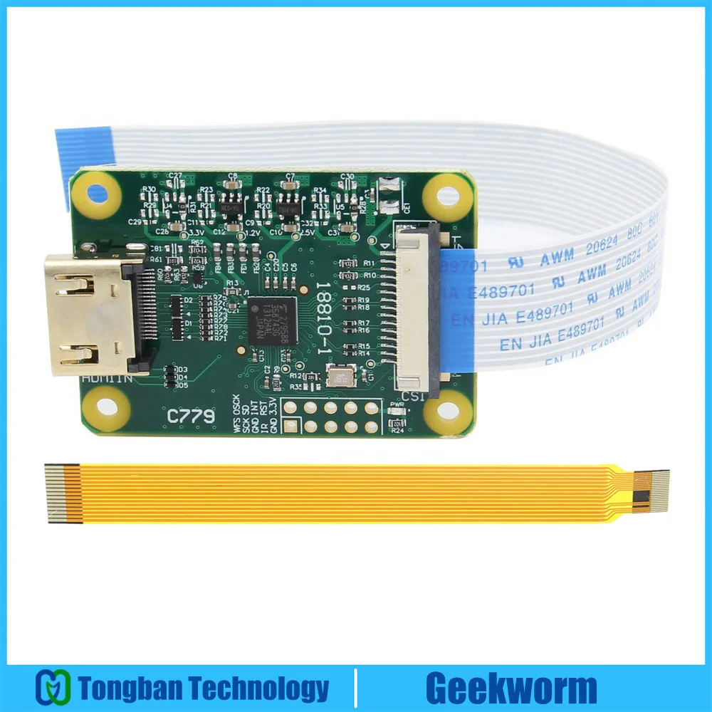 

Плата адаптера Raspberry Pi Hdmi-Φ с 15-контактным кабелем FFC, вход HDMI поддерживает до 1080P 25 кадров в секунду