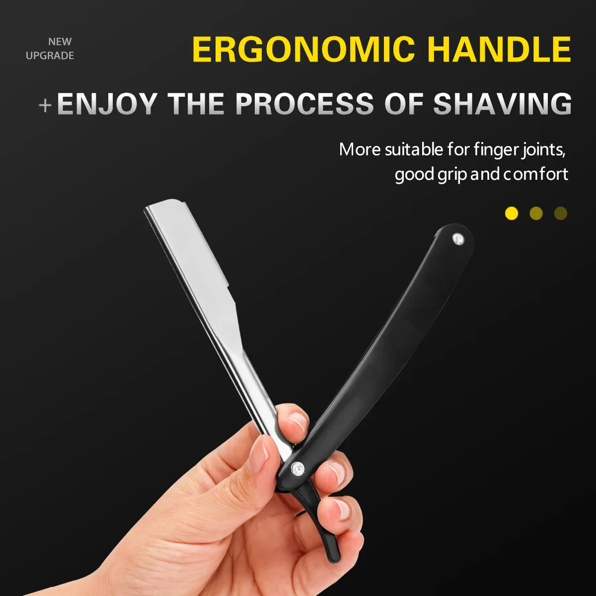 Rasoir à cheveux en acier inoxydable pour hommes, outils de barbier, tranchant, noir, couteau pliant, épilation, coupe, nouveau