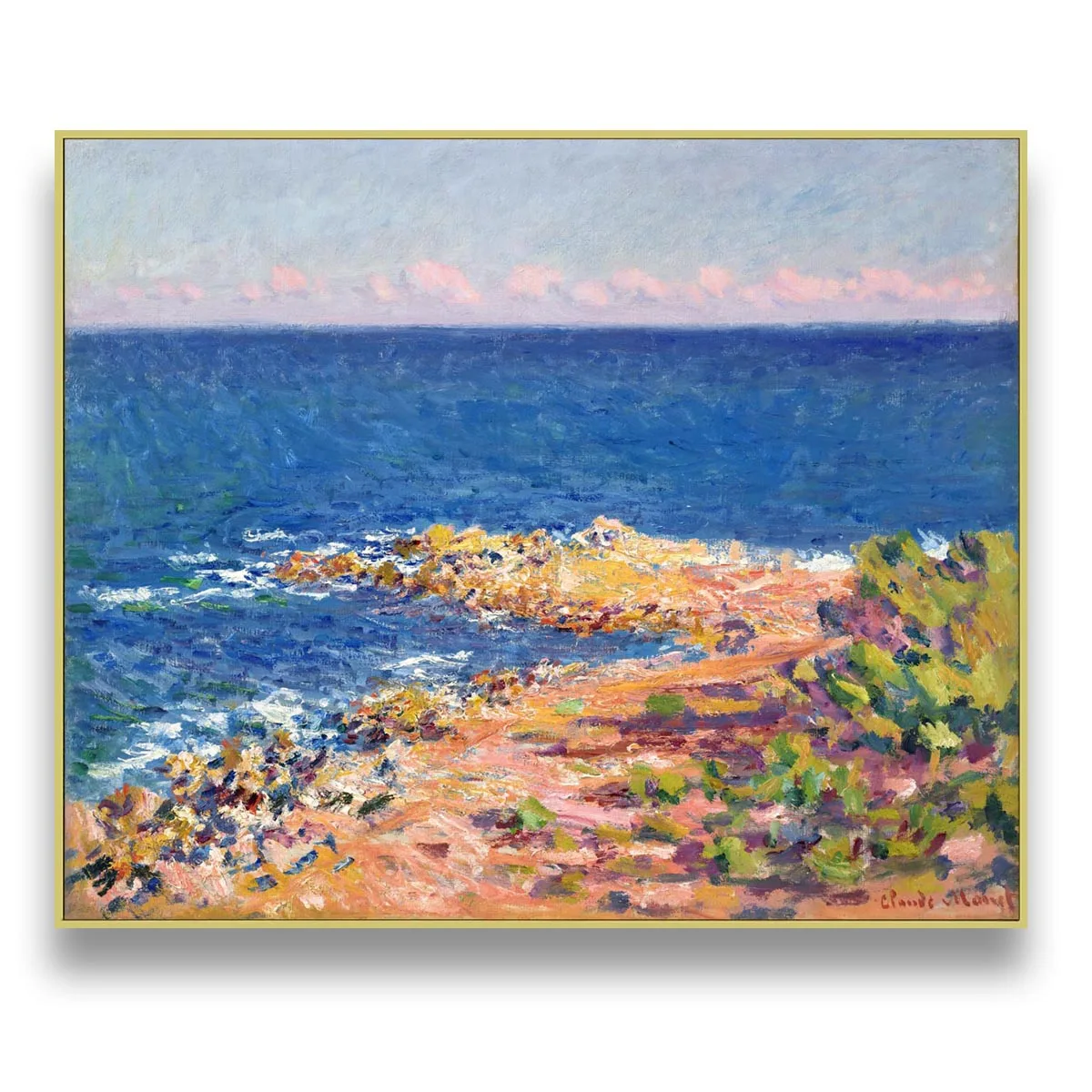 The Mediterranean by Claude Monet,Hand-painted seascape oil painting, Modern wall art pictures.Free shippping home decorations