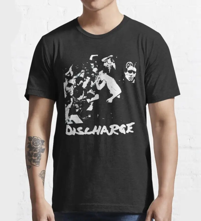 Discharge Band T-Shirt Black Cotton Unisex Short Sleeve T-Shirt All Sizes S-2345