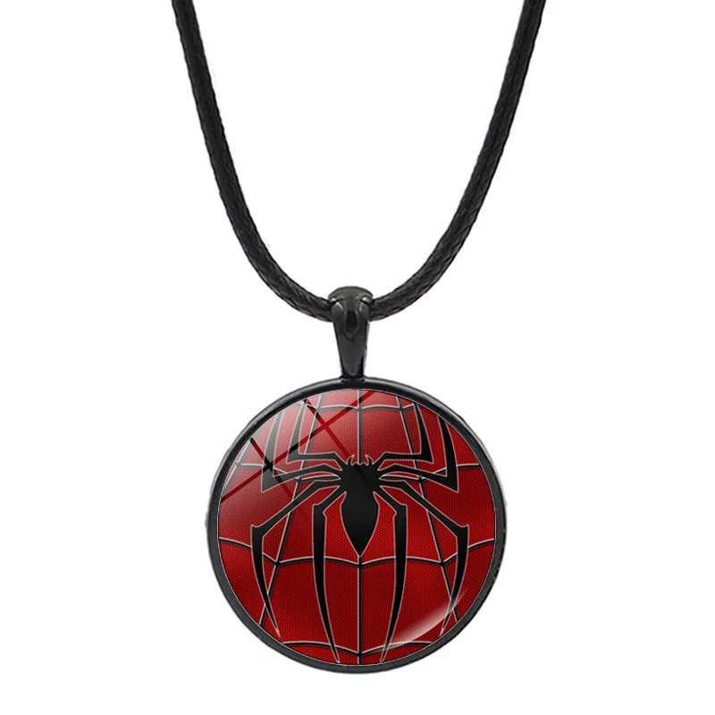 Hulk Spider-Man Shield Necklace Hero Reactor Pendant Euro-American Black Rope Sweater Chain