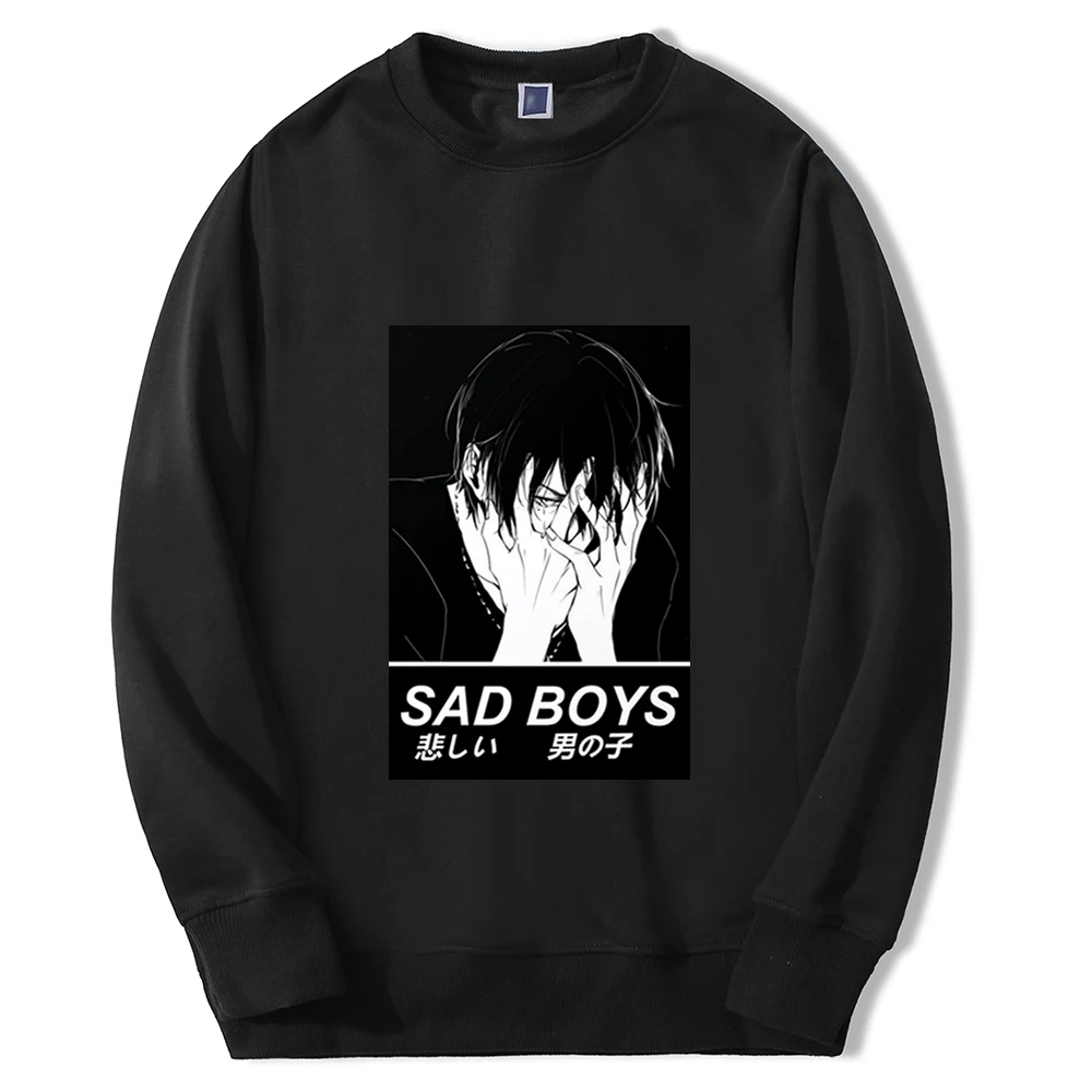 

Sad Boys Sad Japanese Anime Aesthetic New Fashion Sweatshirt Hoodies Men Causal Pullover Fleece Tracksuit Sportswear