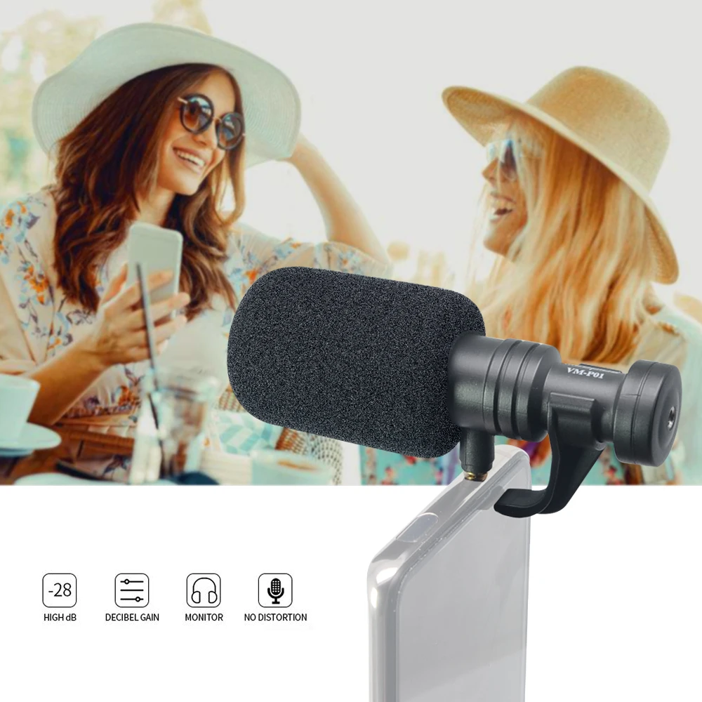 Mcoplus-Microphone directionnel compact pour smartphone, avec connecteur TRRS de 3.5mm, prometteur Tik Tok Video Static