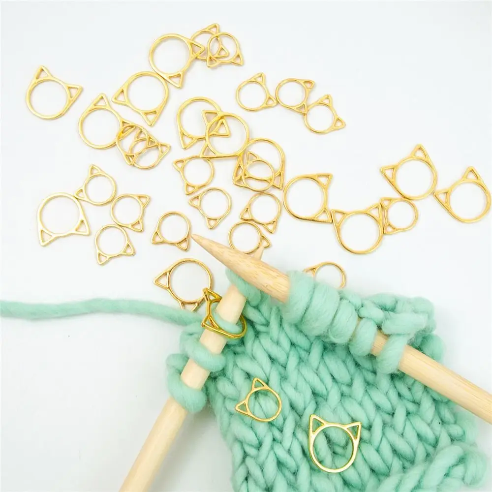 30pcs Cat Ears Metal Knitting Crochet Locking Stitch Markers Crochet Latching DIY Weaving Knitting Sewing Tools