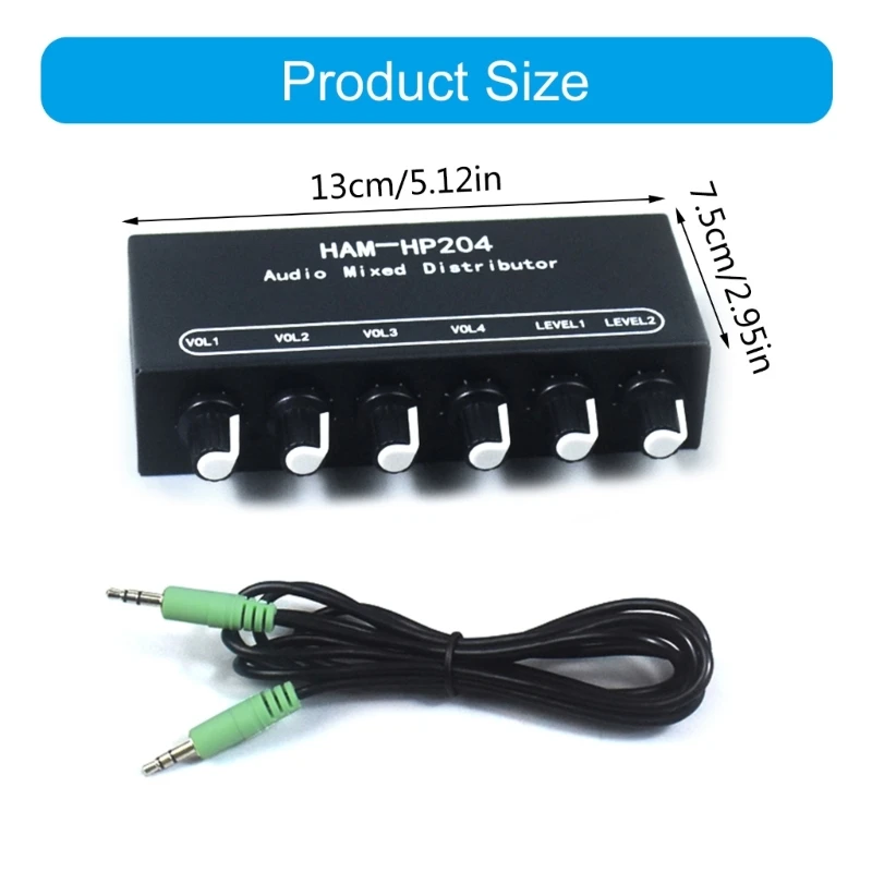 Stereo Auditory Mixer 2 Channel Input 4 Output Distributor Auditori Logam