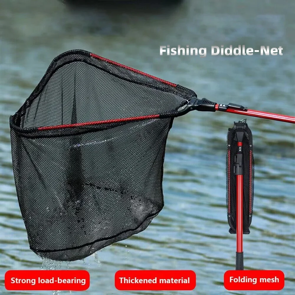 

NEW Fishing Net Aluminum Alloy Material Rod Triangulation Net Telescopic Foldable Fishing Net Fishing Diddle-Net