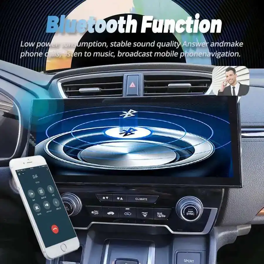 شاشة NaviRider لهوندا CRV CR-V 2016 Breeze 2017 2021 GPS Navi 12.3 "أندرويد 14 مشغل فيديو الوسائط المتعددة للسيارة مكبر صوت 256 جيجابايت