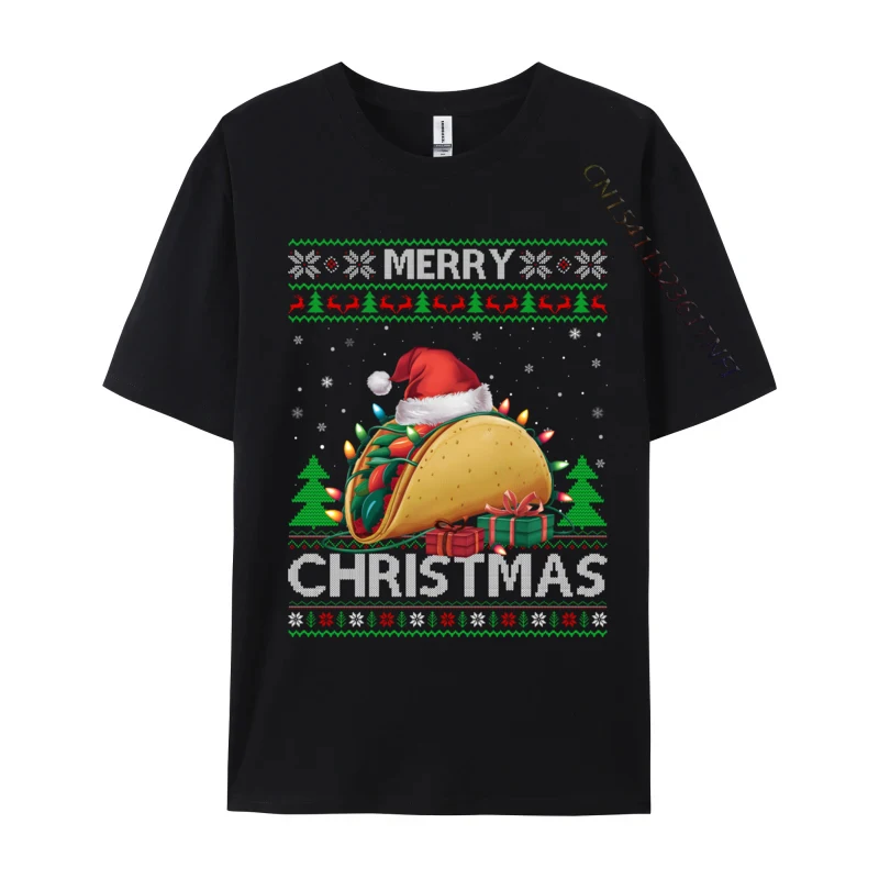 Ugly Xmas Sweater Style Lights Santa Taco Christmas T-Shirts Men's Tshirt Fashion Printed Tshirt Harajuku Streetwear