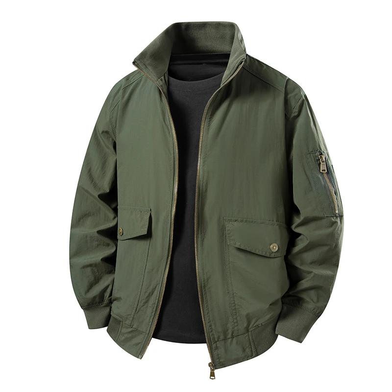 

Men Zip Green Jacket Casual Army Military Jacket Men Plus Size M-6XL Air Force Spring & Autumn Cargo Mens New in Jackets Coat