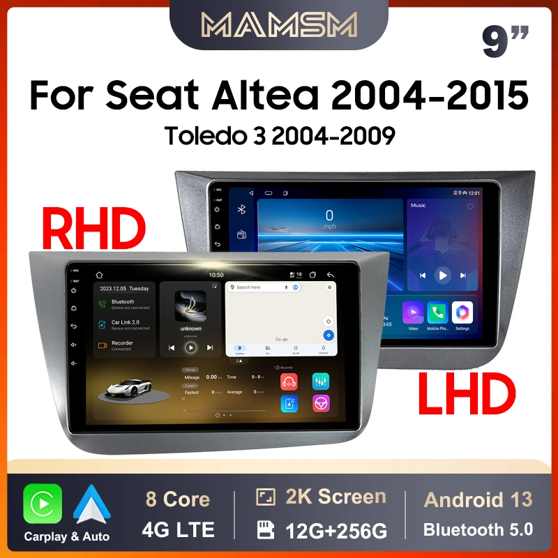 

Автомобильный радиоприемник MAMSM для Seat Altea 2004-2015 Toledo 3 Android 13 Мультимедийный видеоплеер GPS 4G Carplay Авто Стерео головное устройство