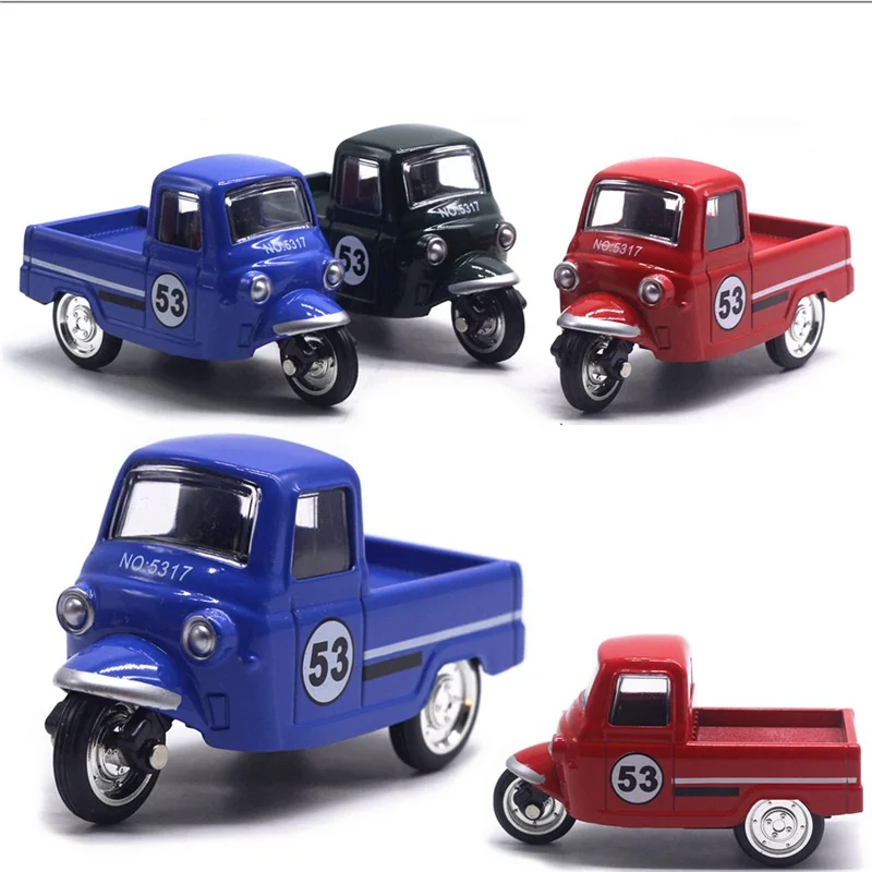 Cute Diecast Alloy Metal Car Bus Motor Tricycle Motorcycle Taxi Model Toy Children Birthday Gift