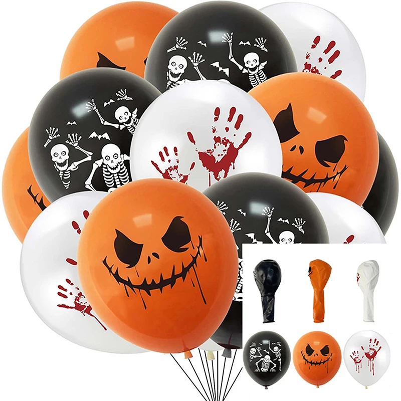 5/15pcs Halloween Balloons Skull Ghost Horror Balloon Happy Halloween Party Decoration 12inch Thickened Latex Balls