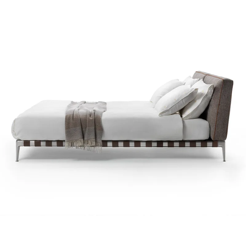 Fabric soft bag bed master bedroom double leather bed, high-end atmosphere