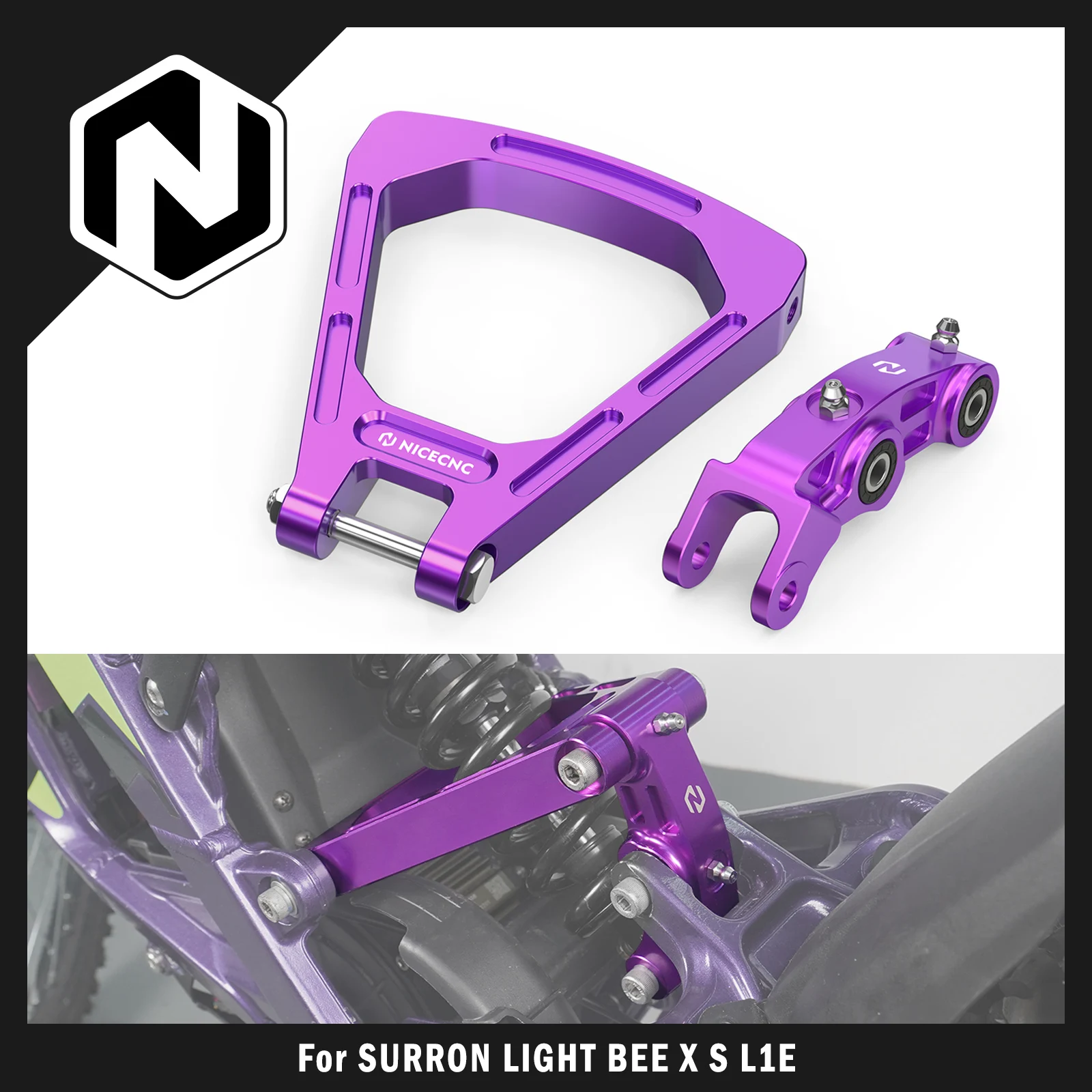 

NICECNC For Surron Light Bee X S L1E For Segway X160 X260 Reinforced Shock-absorbing Triangle Bracket & Rear Suspension Linkage