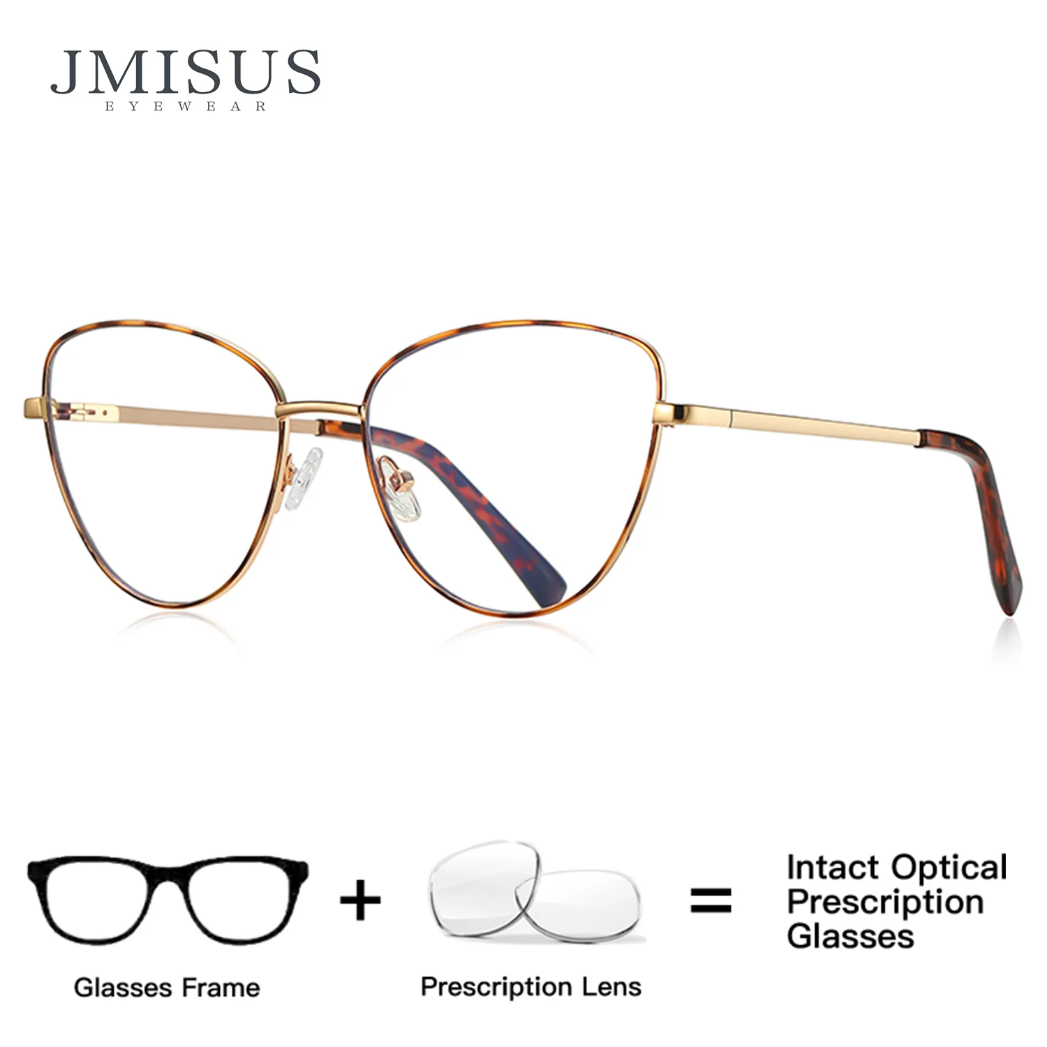 

JMISUS Custom Square Prescription Glasses for Women High-quality Metal Butterfly Frame Photochromic Gray Optical Eyewear