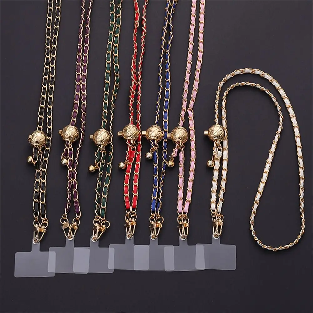 Anti-lost Crossbody Phone Chain Adjustable Metal Phone Case Hanging Phone Charm PU Leather Phone Neck Straps Girl Ladies