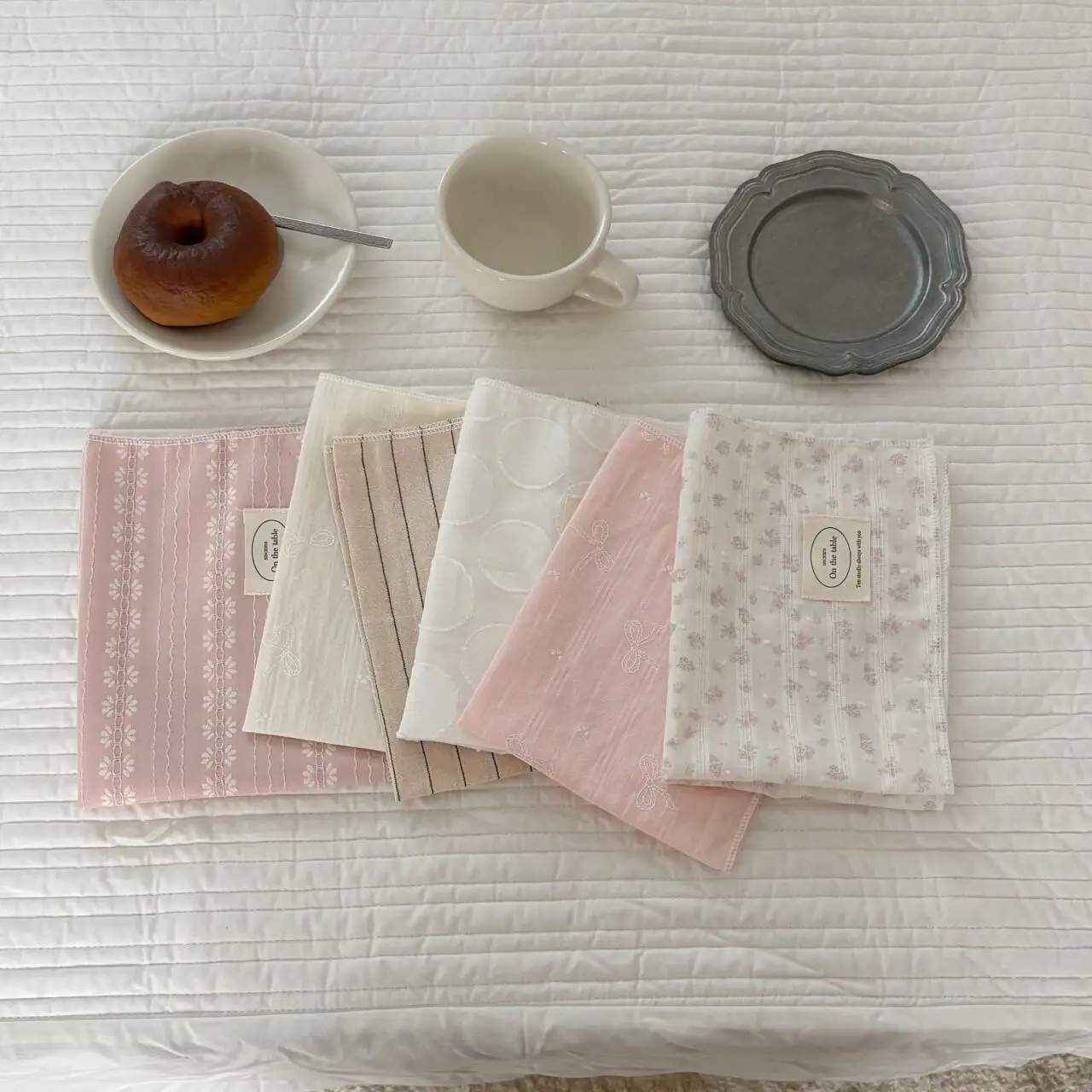 Korean Style Ins Light Pink Style Placemat Creamy Tablecloth Napkin Coaster Photo Prop Background Cloth Harajuku Decoration