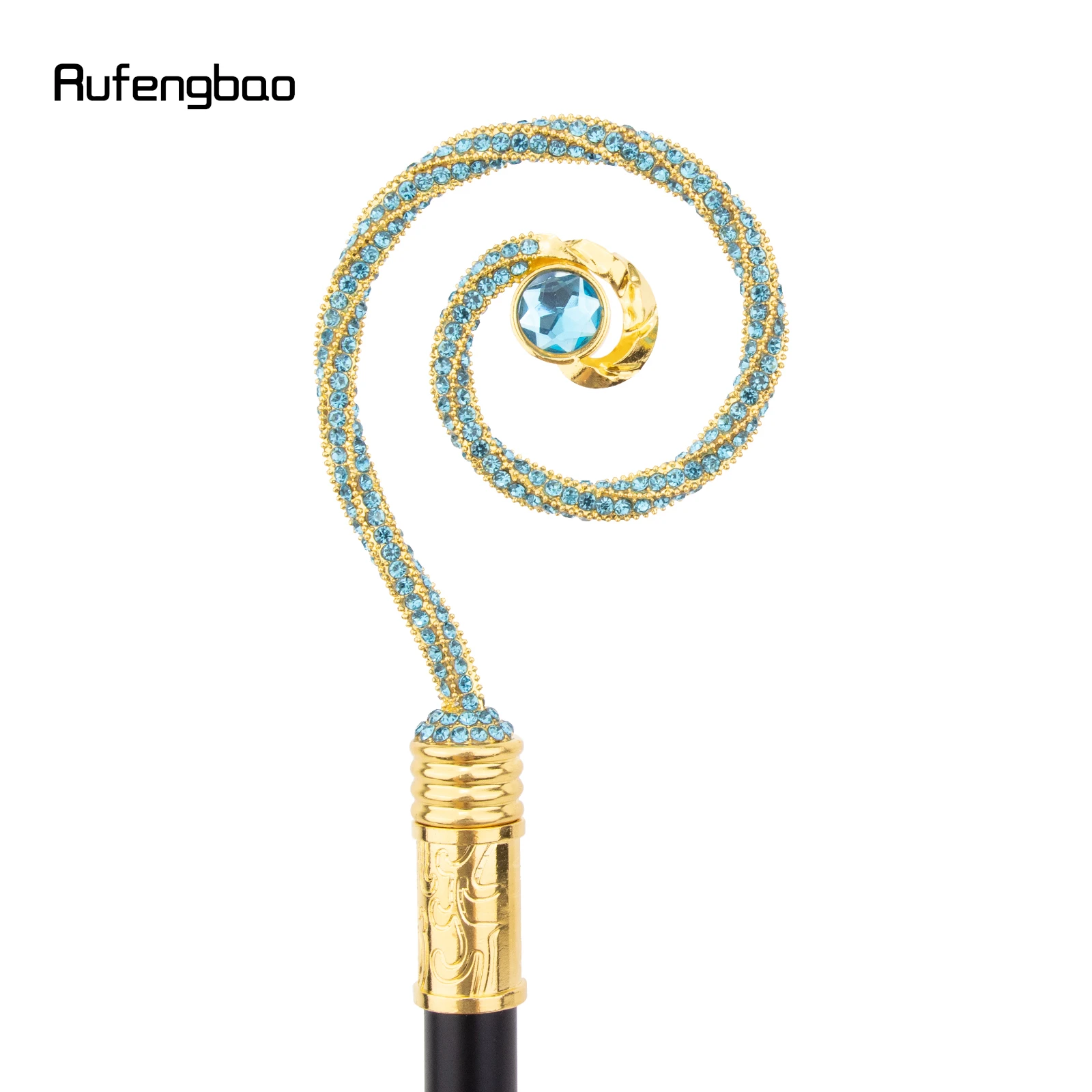 Goldener blauer Kleiderbügel, blauer Diamant, modischer Stick, dekorativer Cane, eleganter modischer Cane, Cosplay-Legierung, Crosier, Vintage-Stick, 90 cm