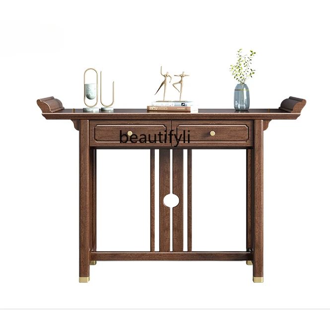 

New Chinese Style Solid Wood Console Tables Incense Burner Table Altar a Long Narrow Table Console Table Walnut