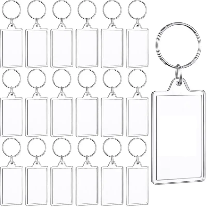 A29F-150 Pack Clear Acrylic Photo Picture Keychain Blank Photo Insert Keyring DIY Personalize Favor For Family Friends
