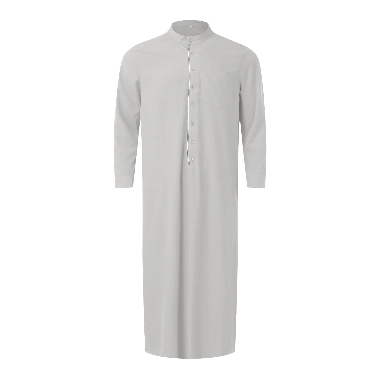 Bata informal de Arabia musulmana para hombre, camisa holgada de manga larga con bolsillo, ropa de calle de negocios