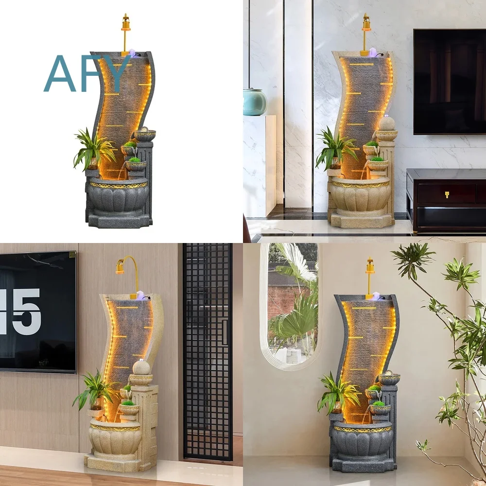 European Style Running Water Fountain for Home Office Decor Circulating Water Feature Fish Tank Living Room Floor Ornament