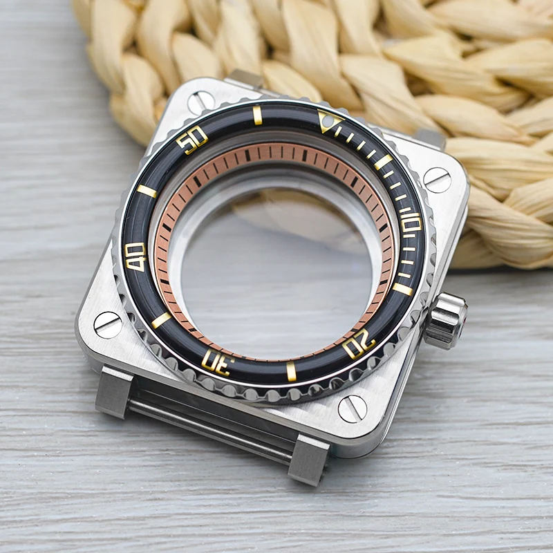 42มม.ใหม่นาฬิกาหน้าปัดทรงสี่เหลี่ยมกรณีสแตนเลสนาฬิกาผู้ชายเหมาะกับ Seiko NH35 NH36การเคลื่อนไหว20ATM กันน้ำนาฬิกาอะไหล่