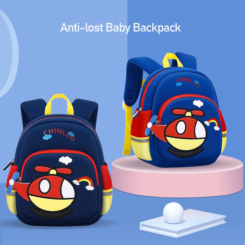 12inch Preschool Toddler Backpack Cute Cartoon Airplane Waterproof Light Backpack Neoprene Kids Schoolbag for Boys Girls 7058