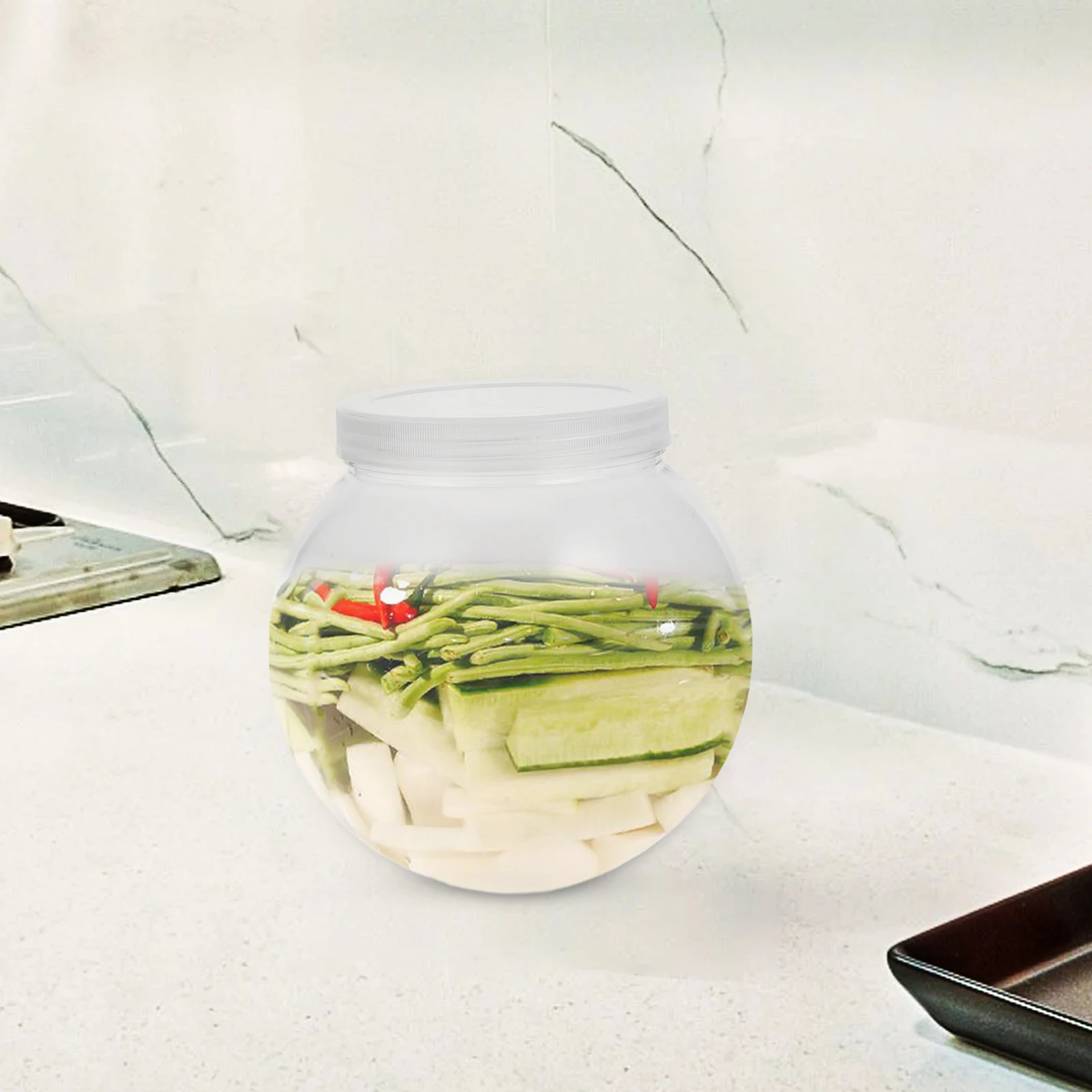 

Transparent Spherical Plastic Bottle Clear Shatterproof Fish Bowl Betta Tank Desk Bookshelf Aquarium Small Breeding Box Garden