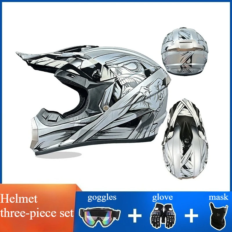 

3 шт. гоночный шлем FOX, сертифицированный DOT, анфас, шлем для мотокросса для квадроцикла, картинга по бездорожью