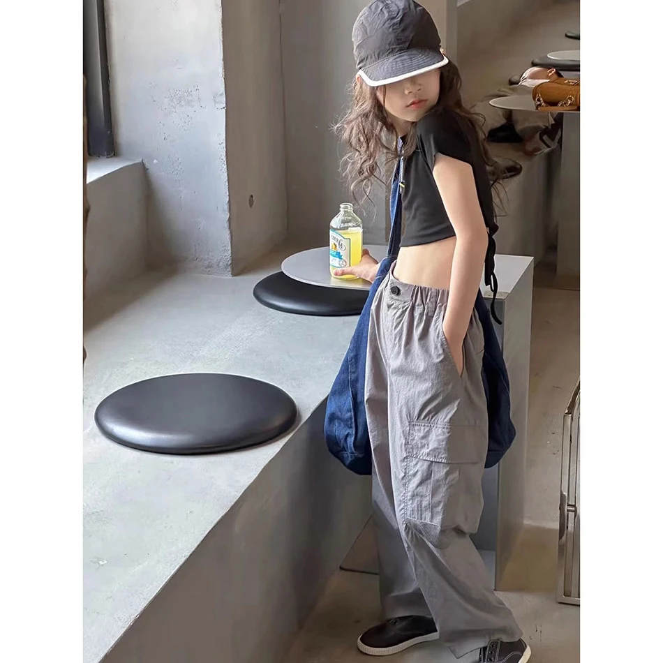 Teen Girls Breathable and Soft Mosquito-Proof Cargo Pants for Kids Perfect for Summer Outdoor Play and Casual Wear with Pocket