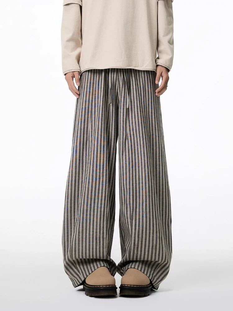 Deeptown Black Striped Women Man Pants Harajuku Wide Leg American Retro Oversize Straight Trousers Casual Japanese 2000s Style