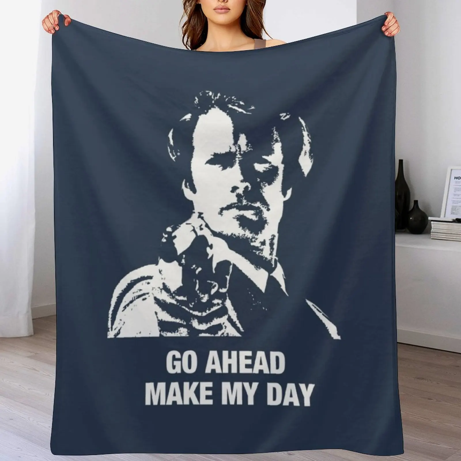 

Go Ahead Make My Day Dirty Harry Clint Eastwood fan gift Black Throw Blanket blankets and throws Bed Blankets