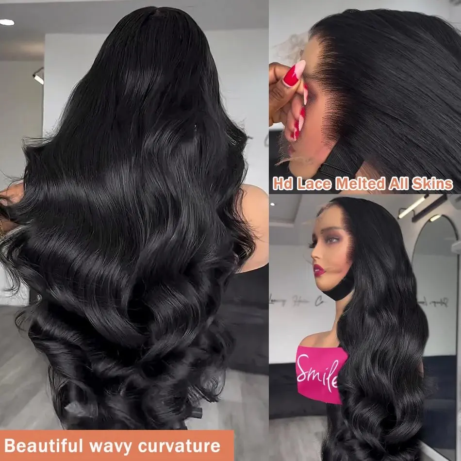 Rosabeauty HD Body Wave Nature Color 13X6 Transparent Lace Frontal Wig 13X4 Front Human Hair Glueless Wig 150% Density