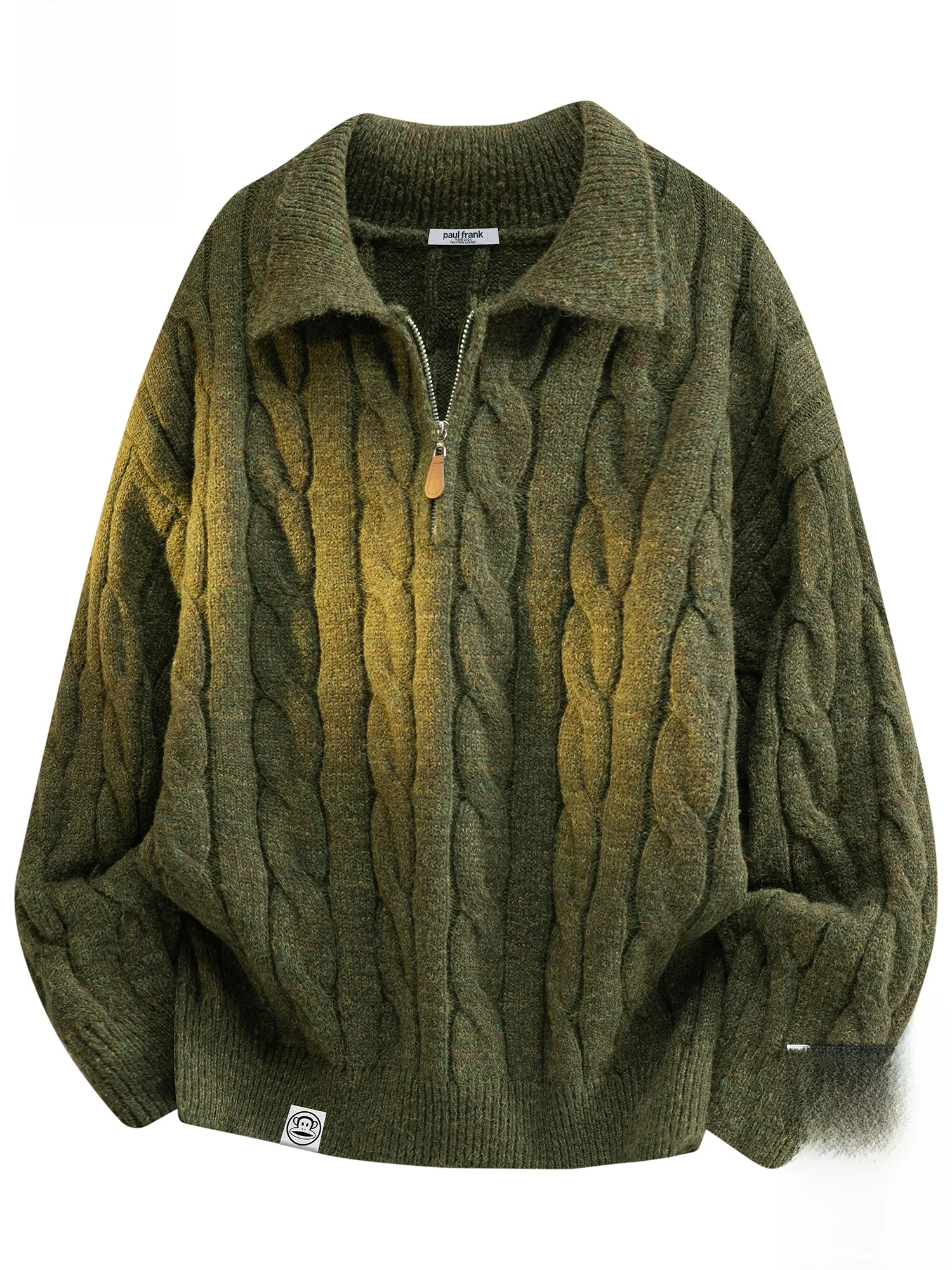 

Мужской вязаный свитер Paul Frank на осень-зиму с воротником на молнии, узором «косы», повседневный, из смесового полиэстера с теплой внутренней шерстью