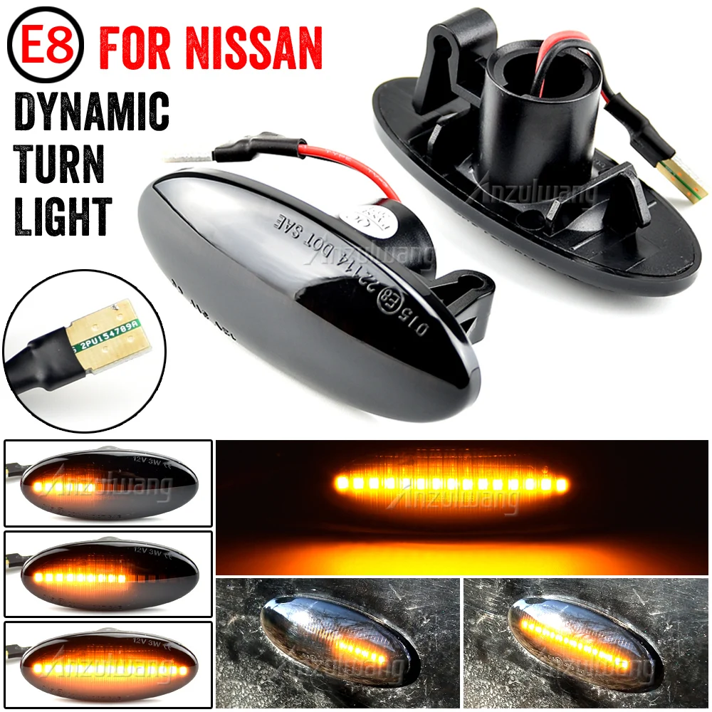 1Pair Car LED Dynamic Side Marker Turn Signal Light For Nissan Qashqai J10 X-trail T31 Cube Juke Leaf Micra K13 Note E11 NV200