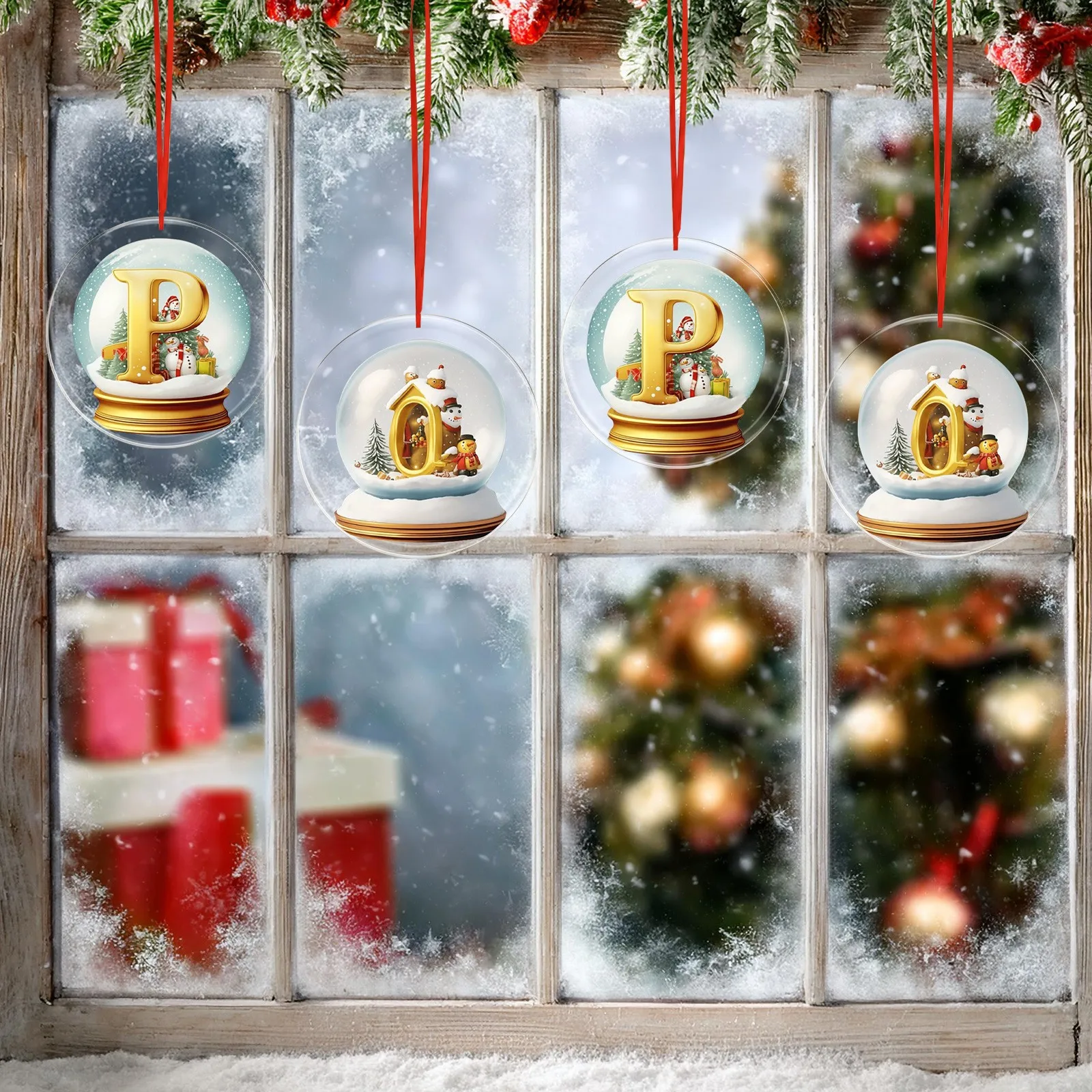 2d Christmas Tree Decoration 26 Letters Yellow Crystal Ball Acrylic Car Ornaments Christmas Tree Ornaments Home Decorations