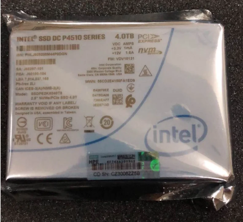 

4TB SSD P4510 Series DC NVME U.2 2.5" SSDPE2KX040T8 Solid State Drive