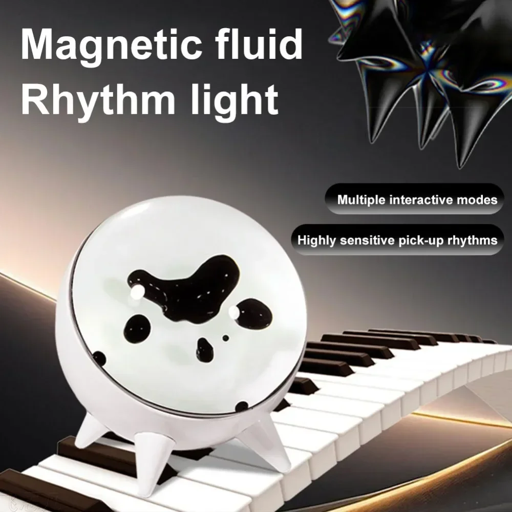 Ferrofluid Music Rhythm Lamp Sound Sensitive Magnetic Fluid Pickup Lamp Ferrofluid Decorative Light Desktop Speakers Companion