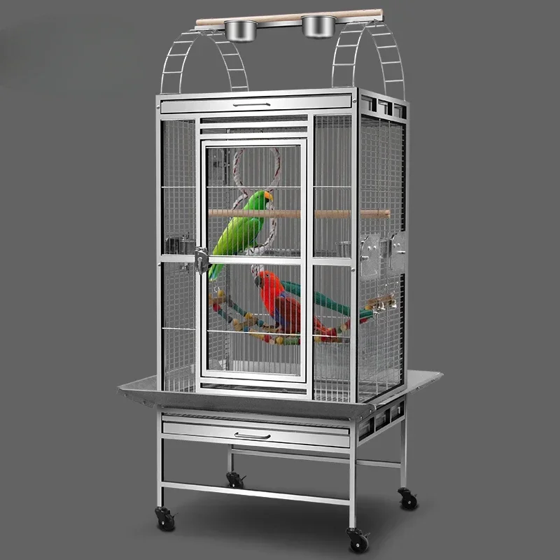 

Stainless Move Bird Cages Nest Courtyard Metal Open Top Home Bird Cages Budgie Breeding Oiseaux Accessoires Pet House QF50NL