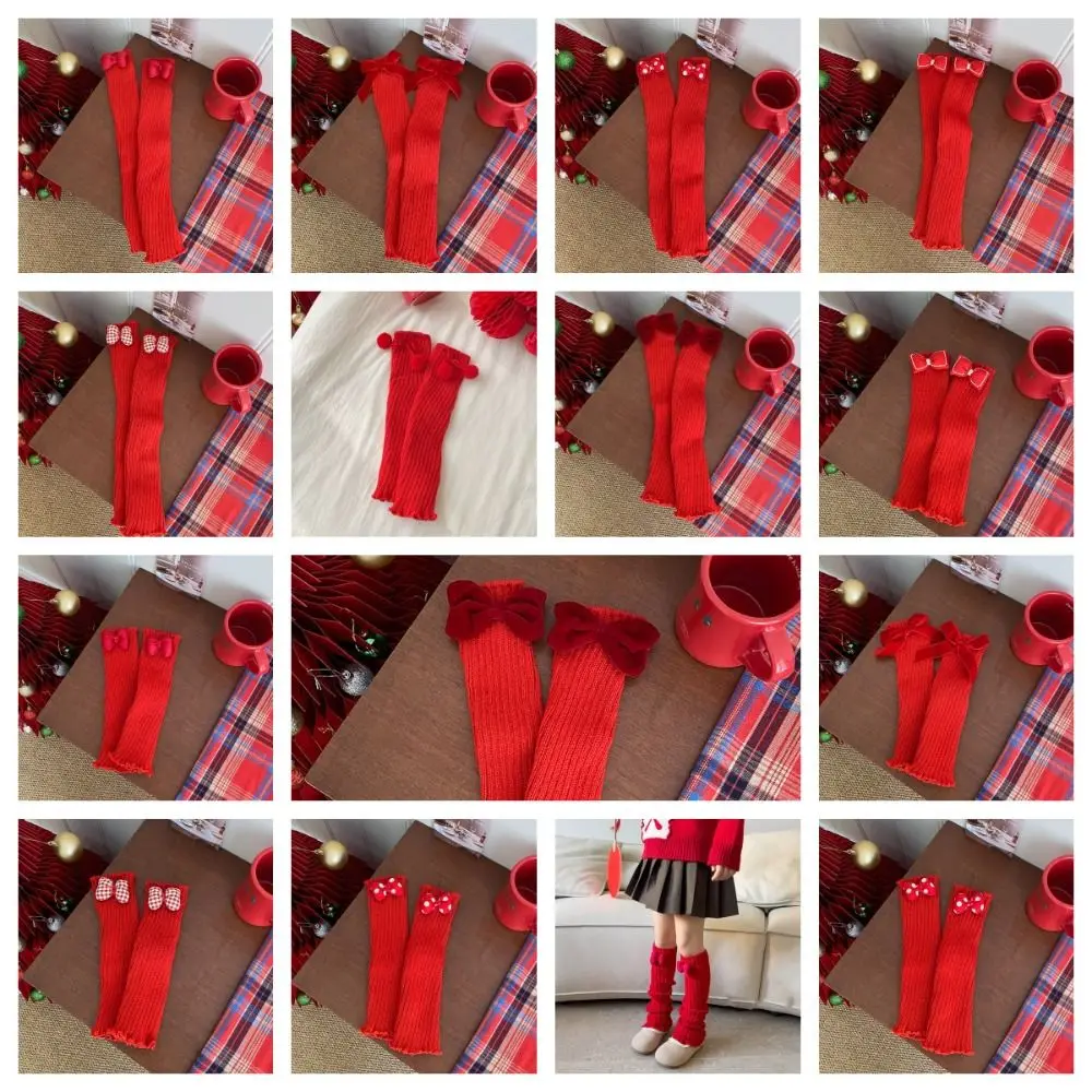 Fashion Harajuku Jk Leg Warmers Solid Color Lolita Knitted Leg Cover Foot Cover Nylon Red Leg Socks Girls